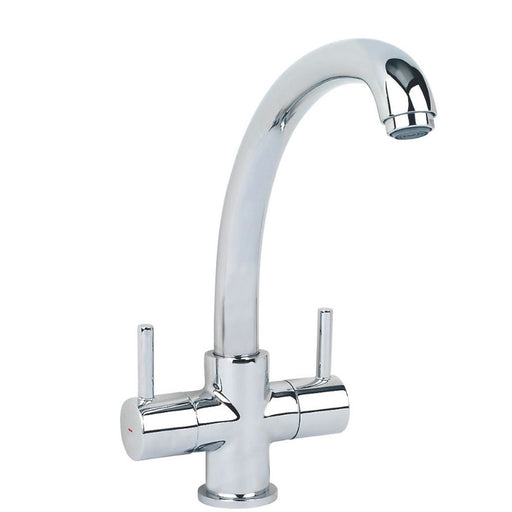 Kitchen Tap Mono Mixer Chrome Double Lever Brass Swivel Spout Modern Faucet - Image 1