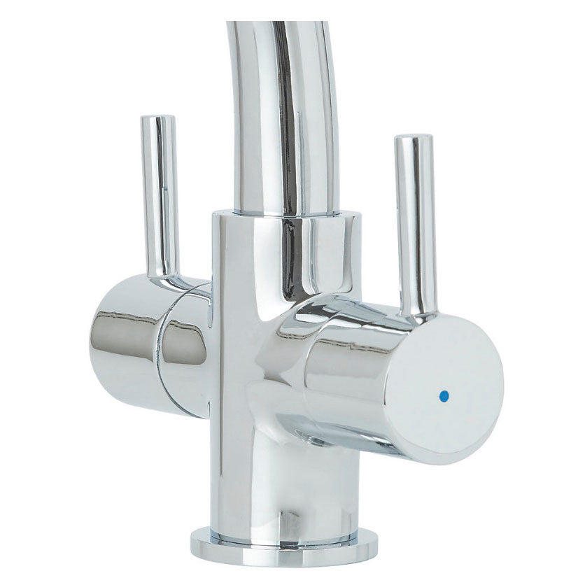 Kitchen Tap Mono Mixer Chrome Double Lever Brass Swivel Spout Modern Faucet - Image 2