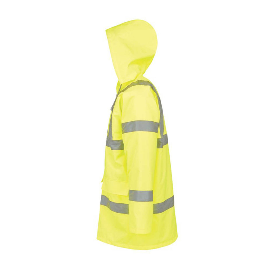 Site Hi-Vis Traffic Jacket Mens Yellow Waterproof Safety Coat Medium 51" Chest - Image 4