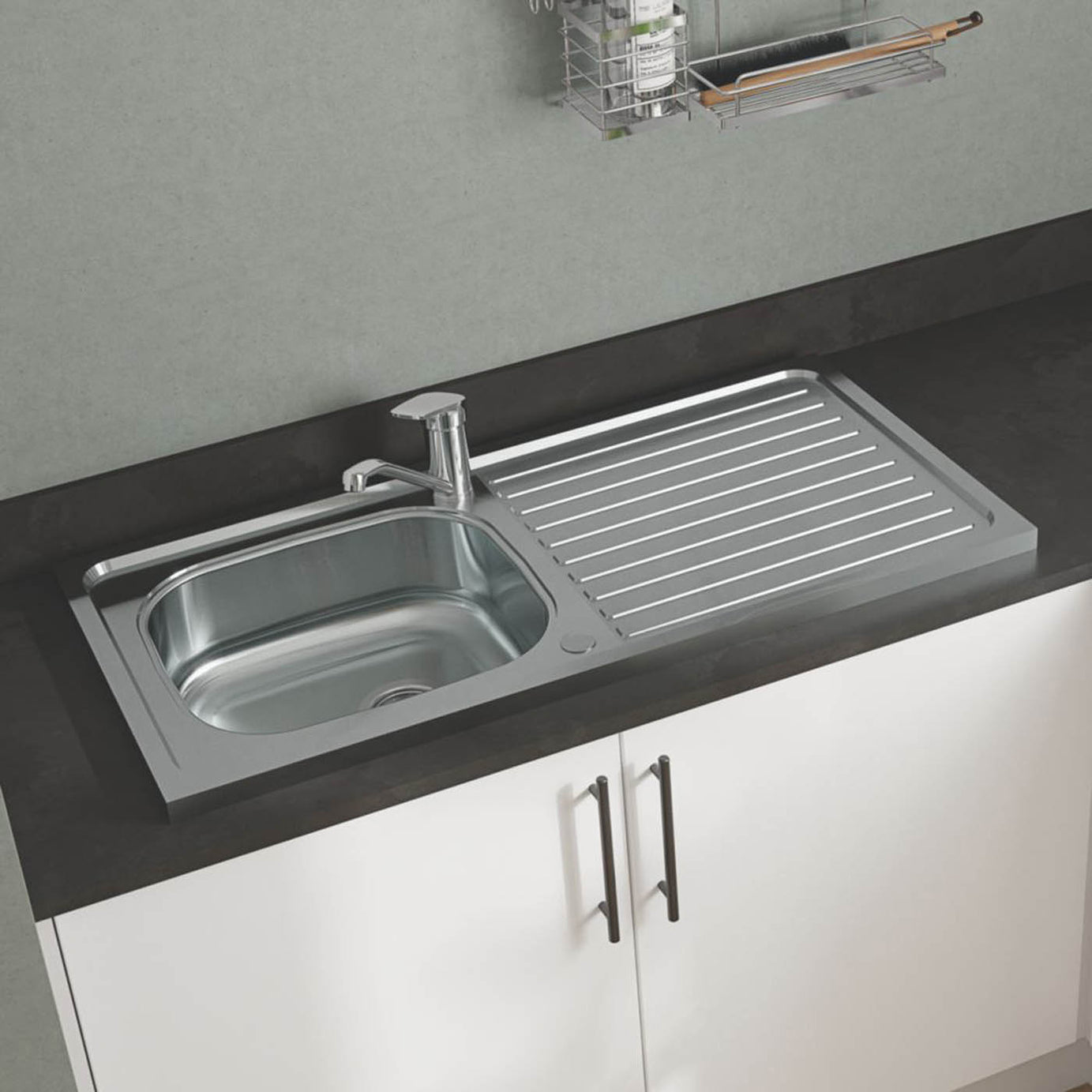 Utility 1 Bowl  Polished Stainless Steel Sink 1000mm x 500mm - Image 4