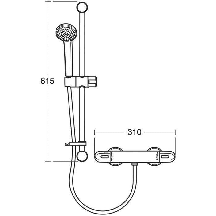 Ideal Standard Alto EV Gravity-Pumped Flexible Exposed Chrome Thermostatic Mixer Shower Flexible - Image 2