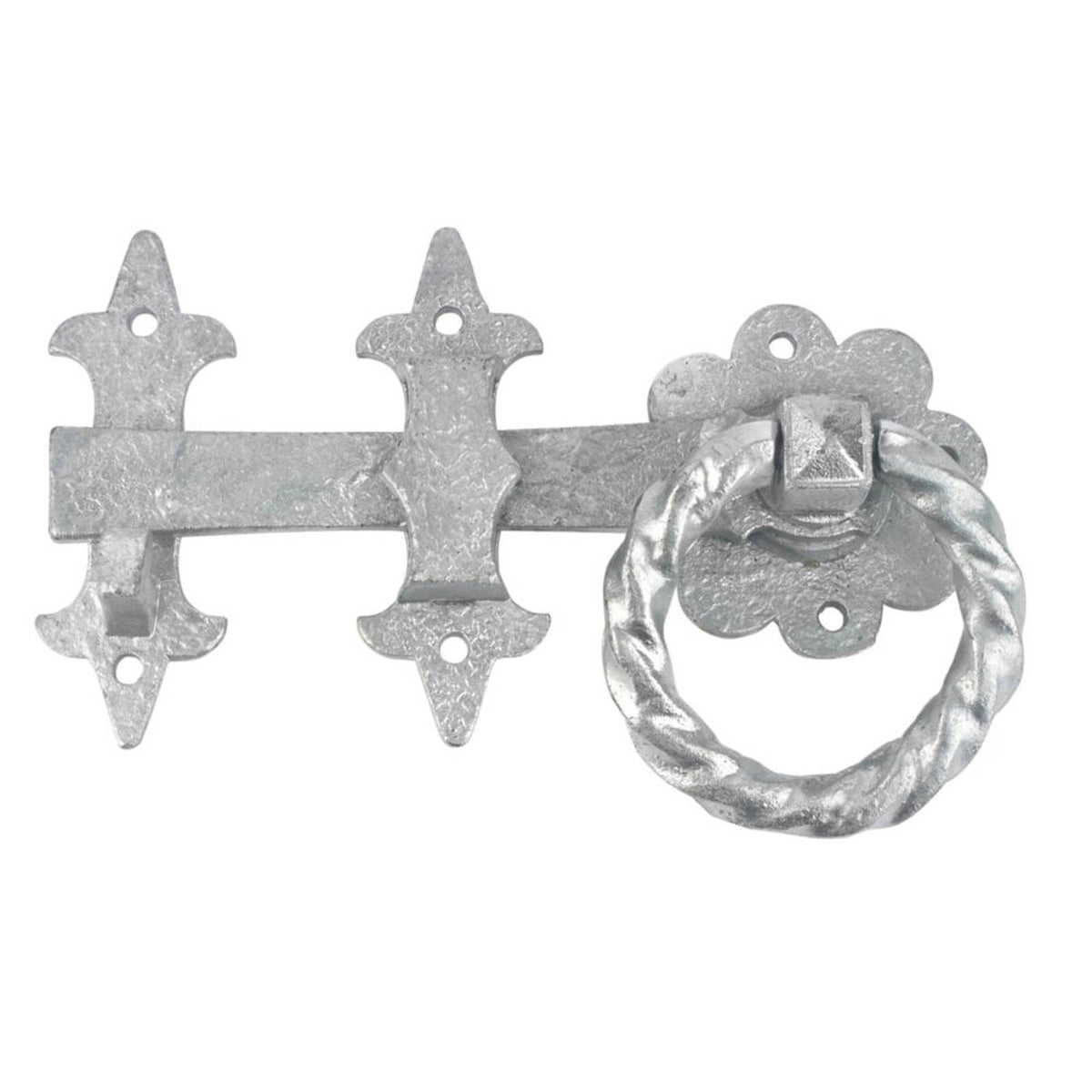 GateMate Ring Gate Latch Galvanised Silver Ornamental Internal External 250mm - Image 1