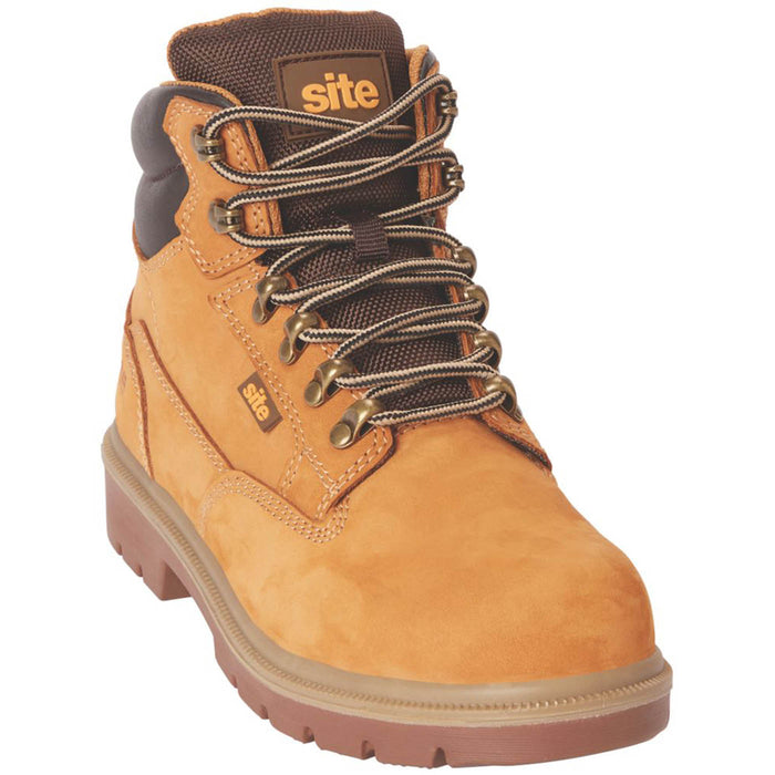 Site Safety Boots Womens Wide Fit Honey Leather Work Shoes Steel Toe Size 8 - Image 1