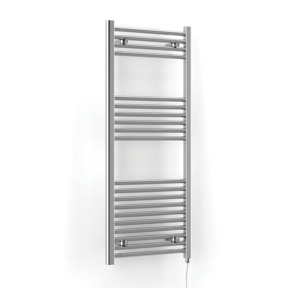 Electric Towel Rail Electric Chrome Flat Bathroom Warmer 300W (H)120x(W)50cm - Image 1