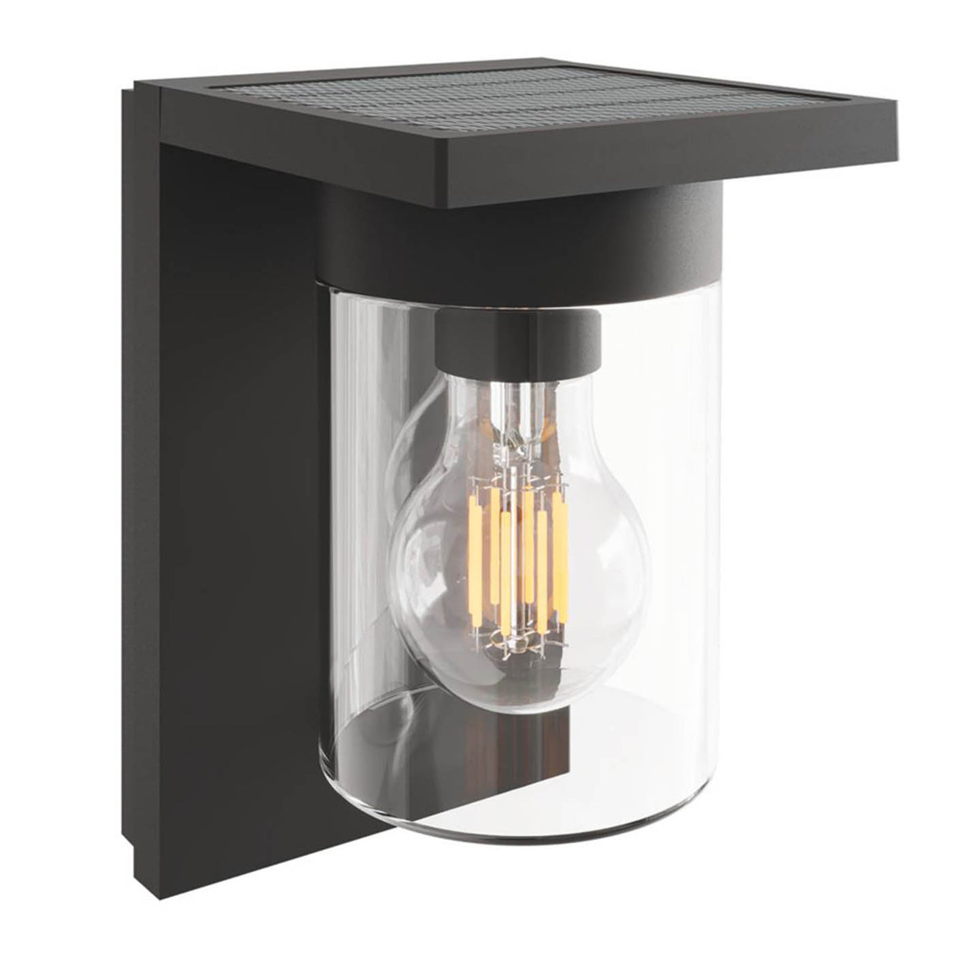 Calex Outdoor Solar Wall Light LED With PIR Sensor Rechargeable Black Modern - Image 1