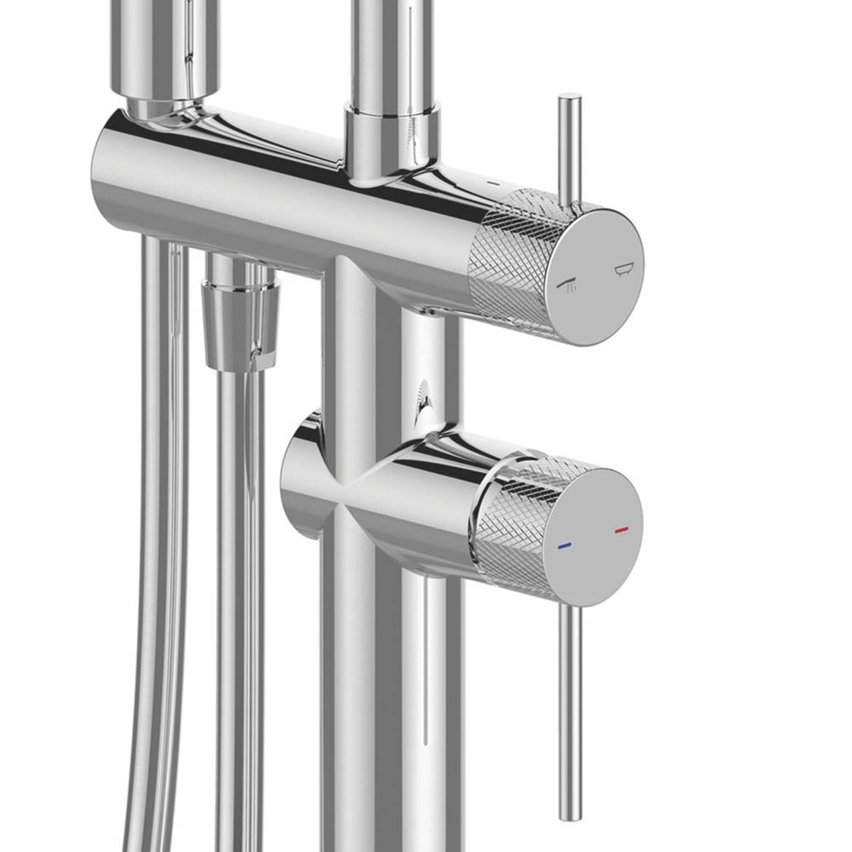 Swirl Bath Filler Tap Shower Mixer Chrome Double Lever Floor Mounted Bathroom - Image 4