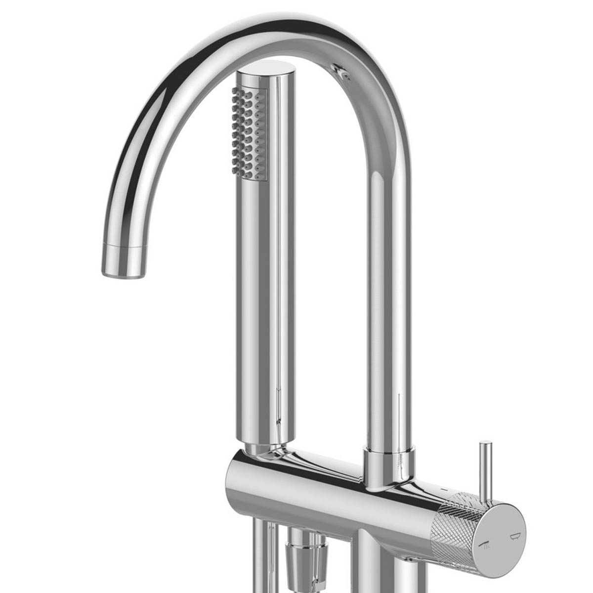 Swirl Bath Filler Tap Shower Mixer Chrome Double Lever Floor Mounted Bathroom - Image 5