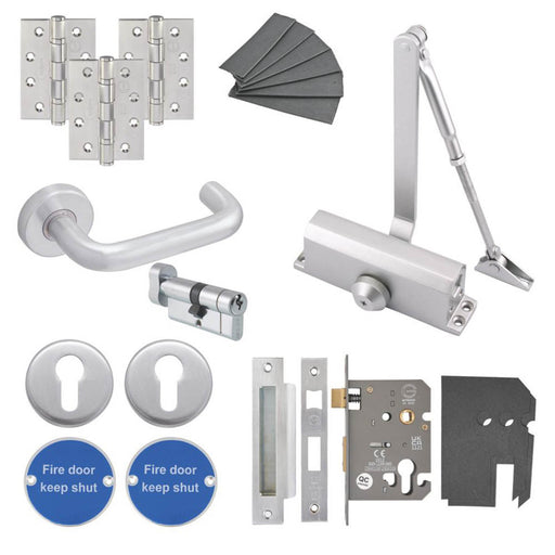 Eclipse 24715 Fire Rated Commercial Medium Duty Locking Door Pack Set Satin Anodised Aluminium - Image 1