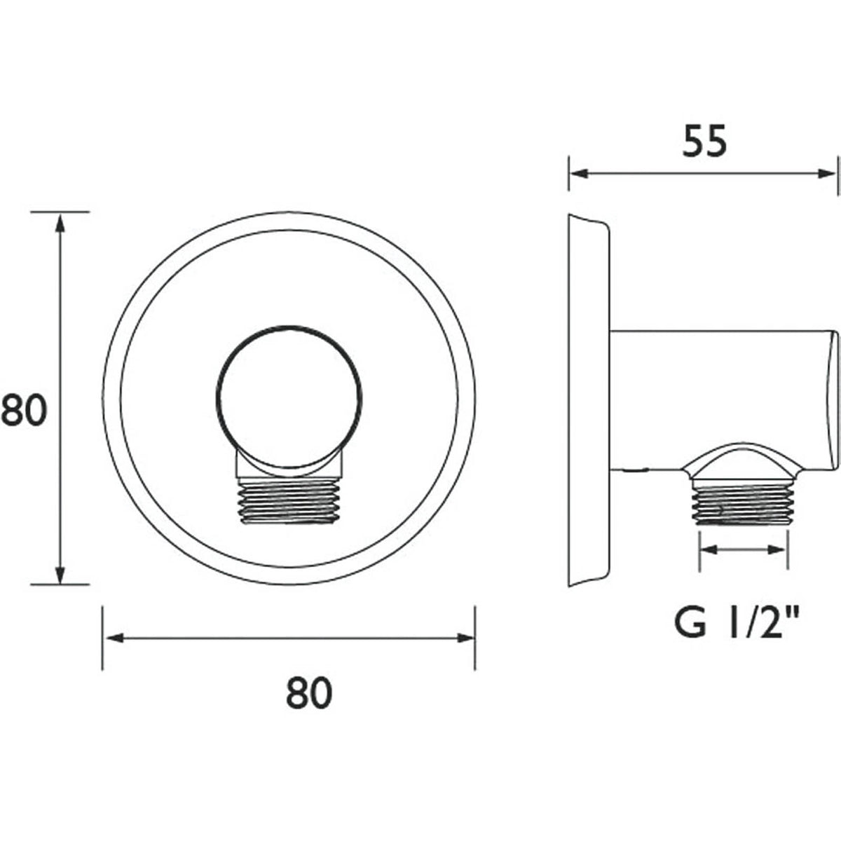 Bristan Contemporary Round Shower Wall Outlet Chrome-Plated 55mm - Image 2