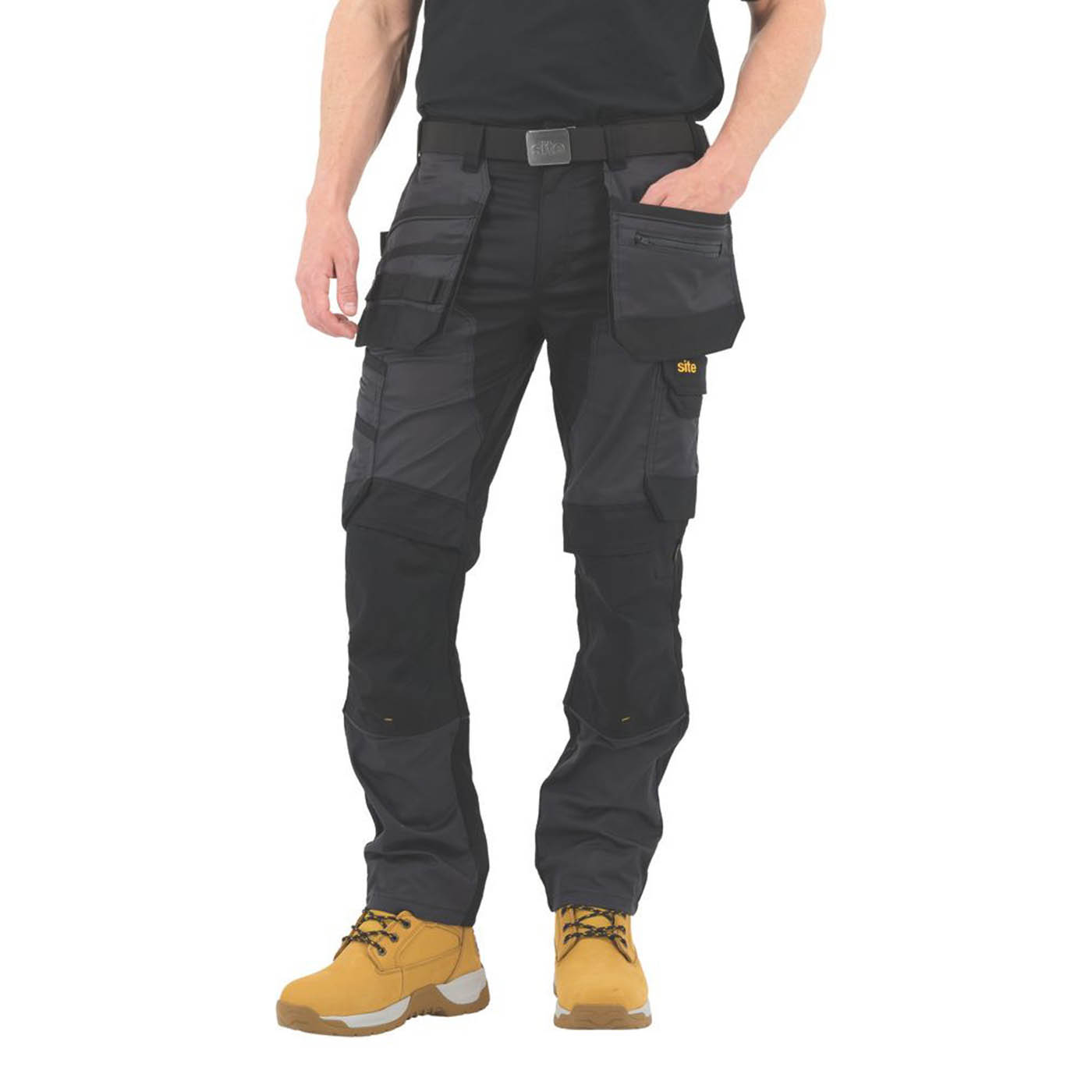 Site Bolden Holster Pocket Trousers Grey / Black 30" W 30" L - Image 3