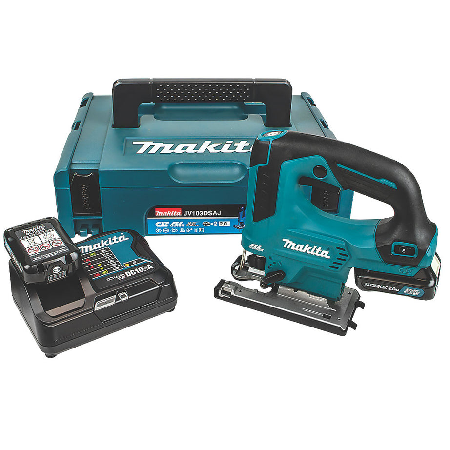Makita JV103DSAJ 10.8V CXT Brushless Cordless Jigsaw with Batteries and Charger - Image 1