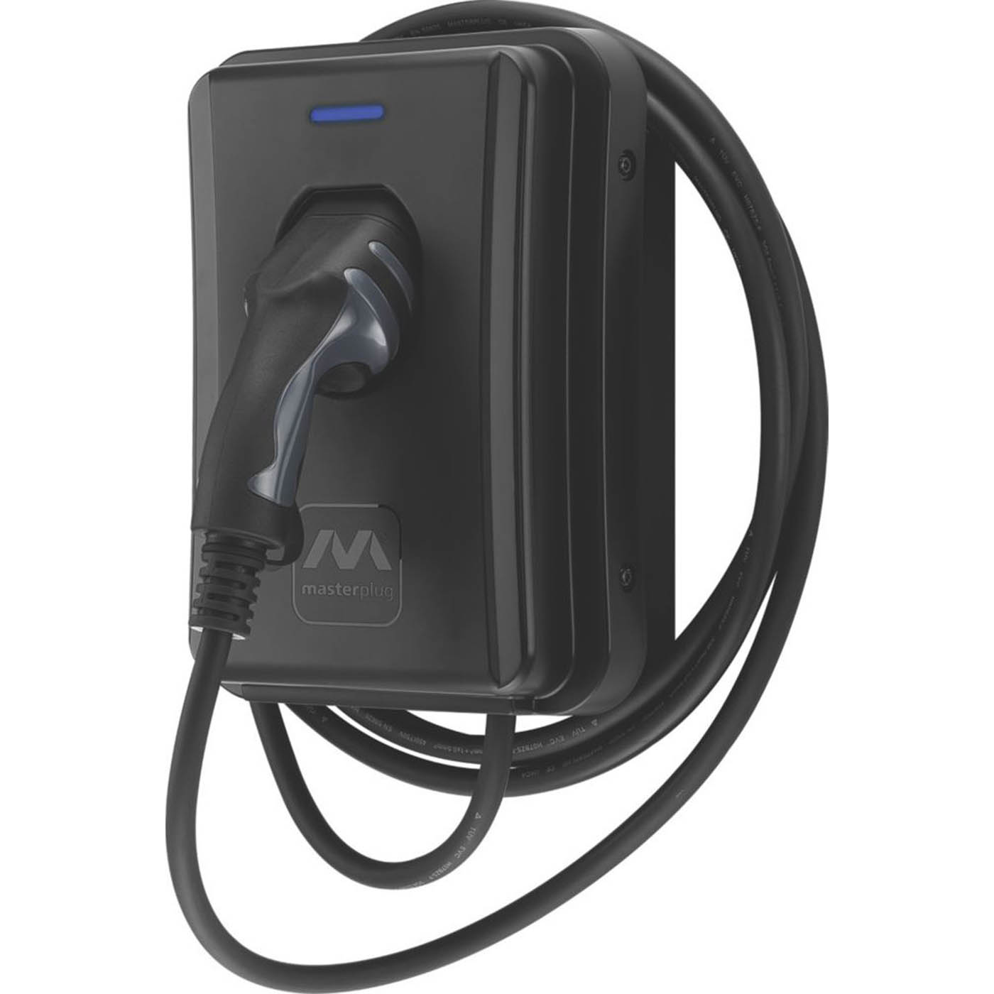 Masterplug  1 Port 7.4kW  Mode 3 Type 2 Plug Tethered Smart EV Charger with 5m Cable Black - Image 1