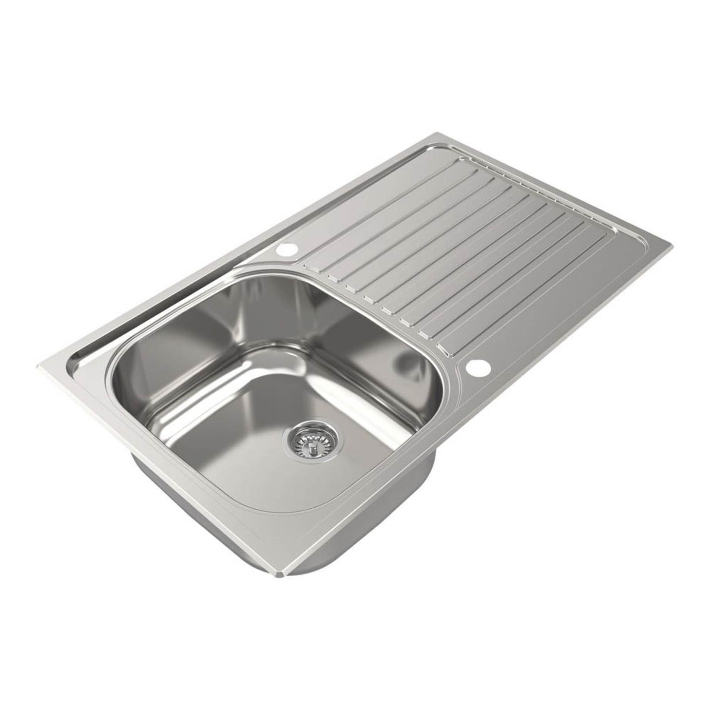 Kitchen Sink 1 Bowl Satin Stainless Steel Reversible Drainer 860mm x 500mm - Image 2