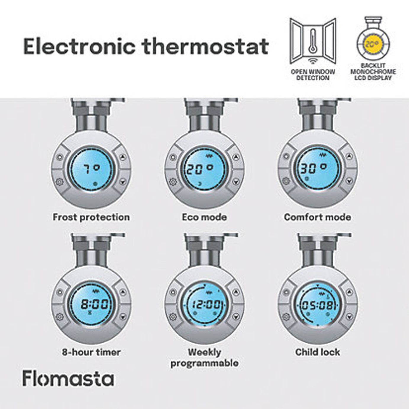 Flomasta 700mm x 400mm 512BTU Chrome Curved Electric Towel Radiator - Image 6