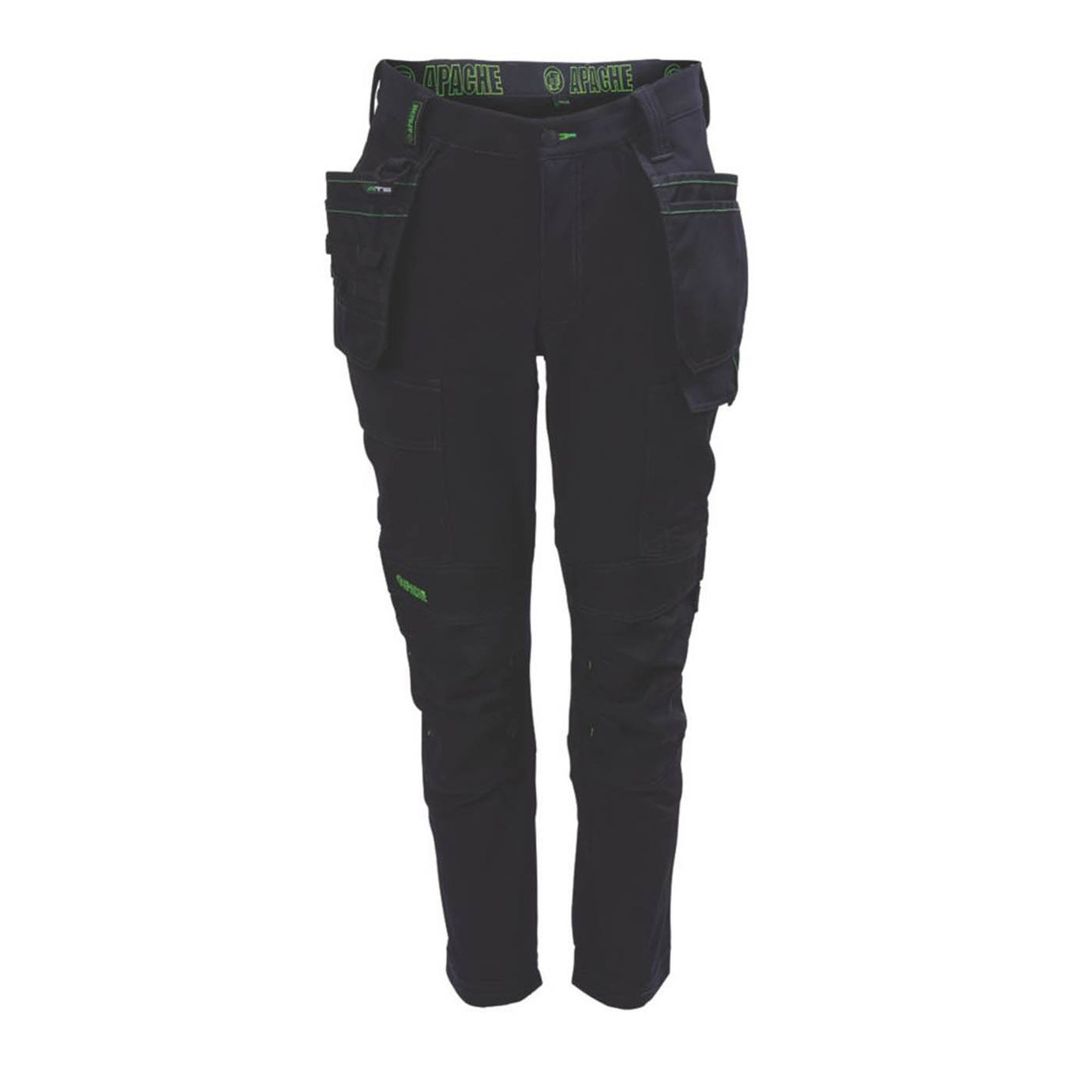Apache Work Trousers Mens Slim Fit Black Stretch Multi Pockets Cargo 40W 29L - Image 2