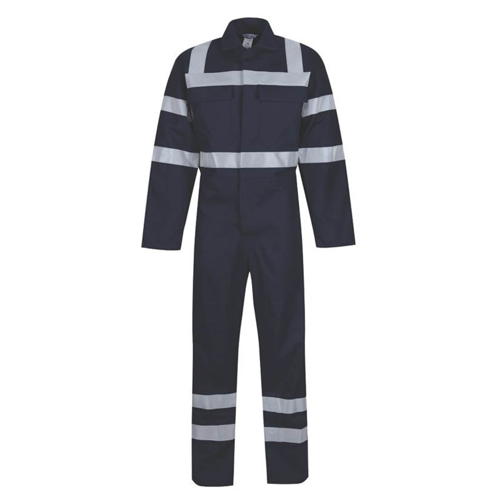Boilersuit Work Coveralls Navy Flame Retardant Reflective Medium 43" CHEST 31" L - Image 1