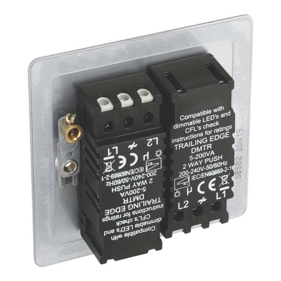 LAP LED Dimmer Wall Switch 2-Gang 2-Way Brushed Steel Colour-Matched Inserts - Image 5