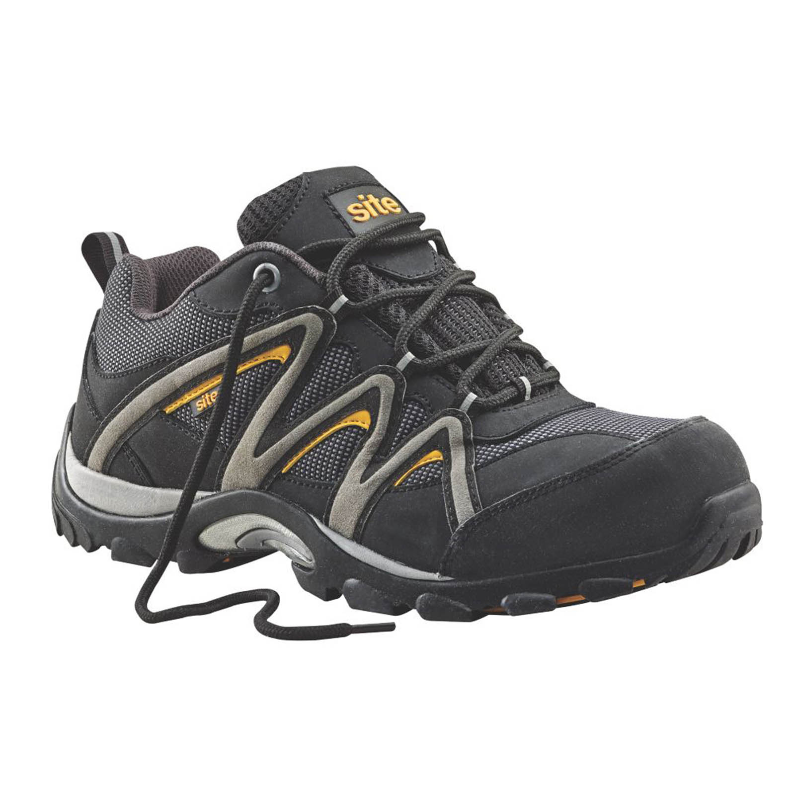 Site Safety Trainers Mens Standard Fit Black Leather Steel Toe Cap Size 7 - Image 4