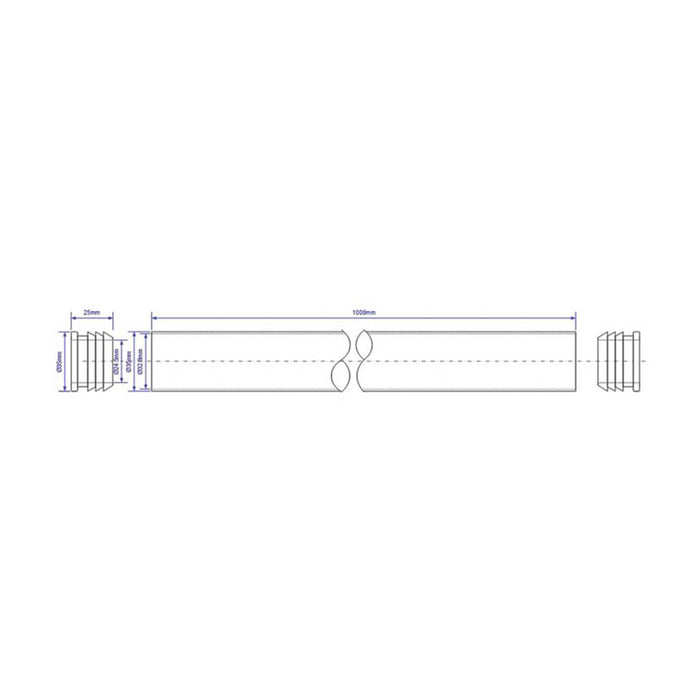 Waste Pipe Compression Connection Chrome Plated Brass 35mmx1000mm PIPE35-1000-CB - Image 2