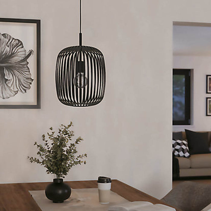 Pendant Ceiling Light Black Large Caged Lampshade Modern Minimalist Adjustable - Image 3