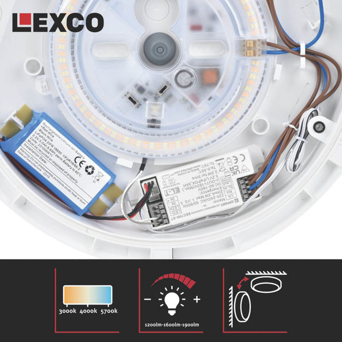 Lexco Pegasi Indoor Maintained or Non-Maintained Emergency Round LED Bulkhead White 19W 1200-1900lm - Image 4