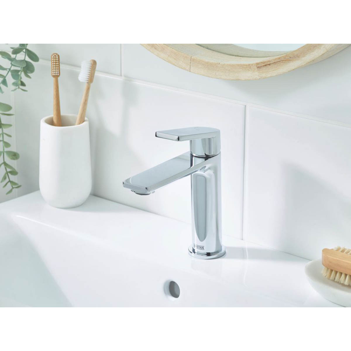 Bristan Bathroom Basin Tap Mono Mixer Chrome Single Lever Clicker Waste Faucet - Image 2