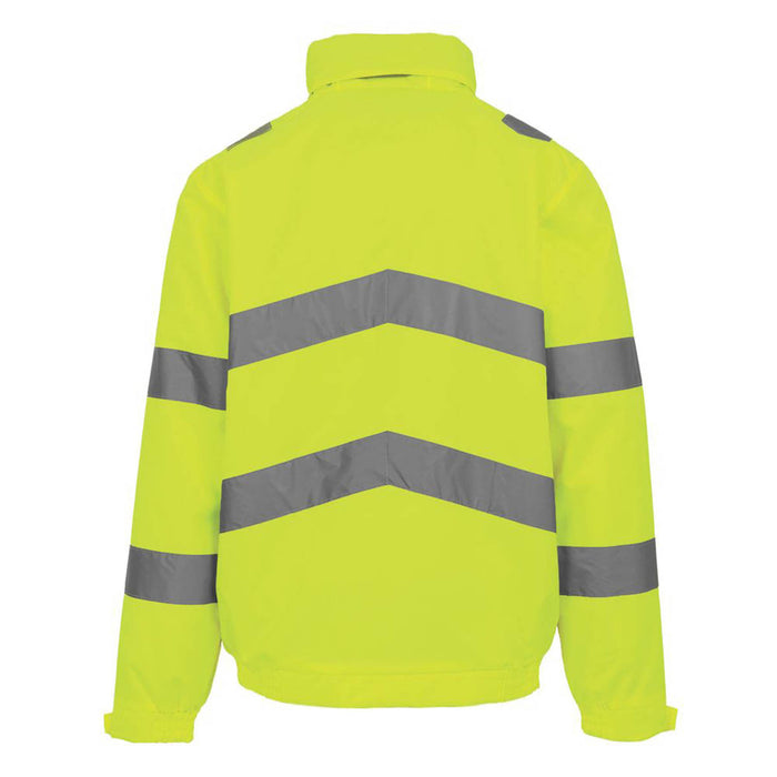 Hi-Vis Jacket Yellow Reflective Waterproof Pockets Zipped Large 41.5" Chest - Image 2