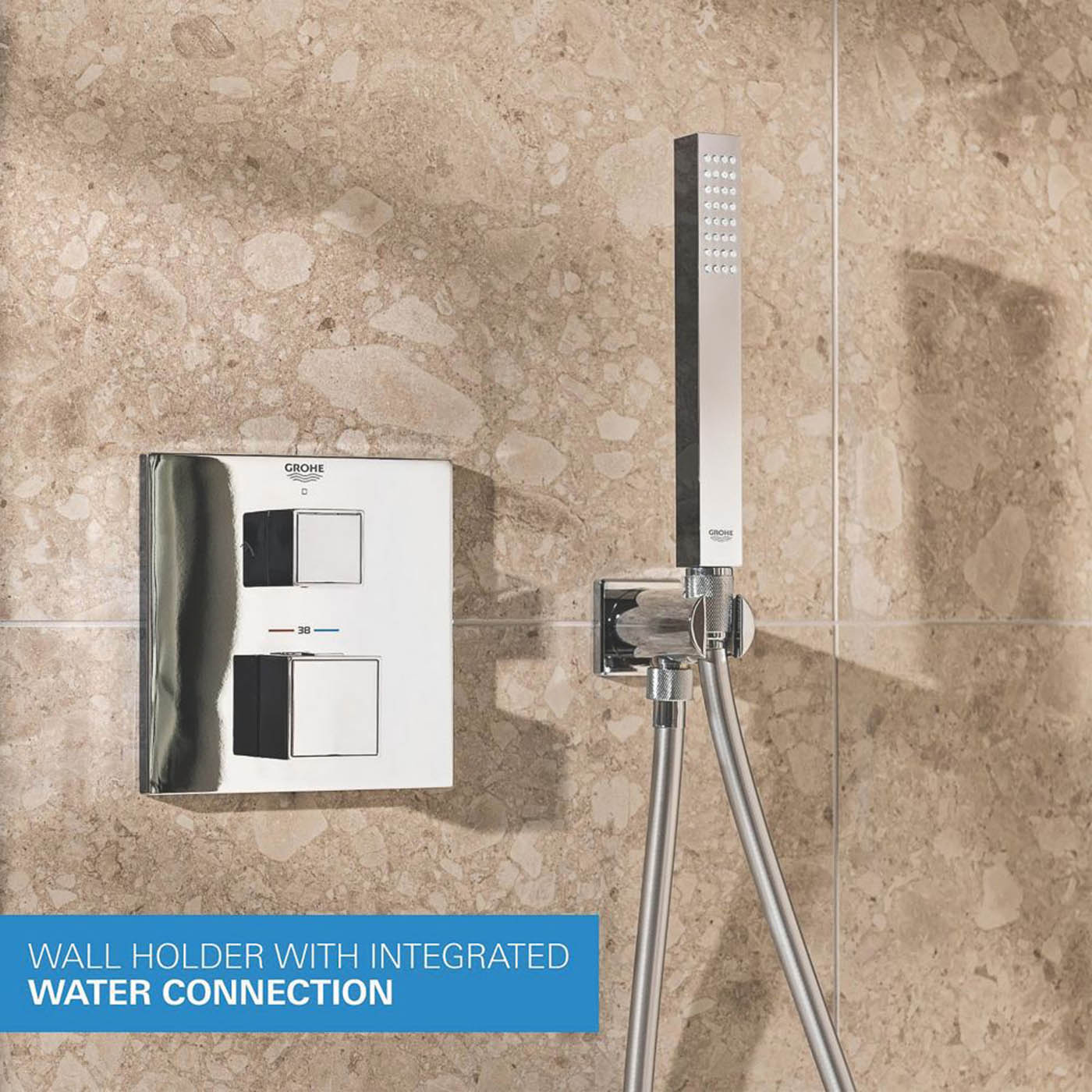 Grohe Concealed Shower Mixer System Precision 310 Cube HP Square Rear-Fed Chrome - Image 5