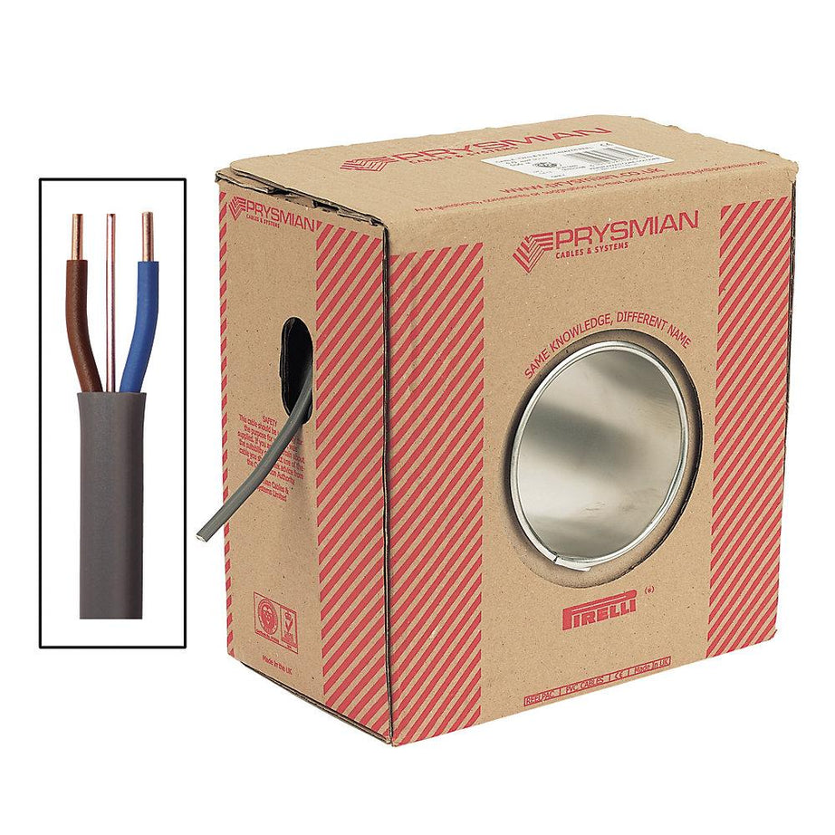 Prysmian Cable Twin And Earth Drum 6242Y 2.5mm² 100m Grey Solid Core Wire - Image 1