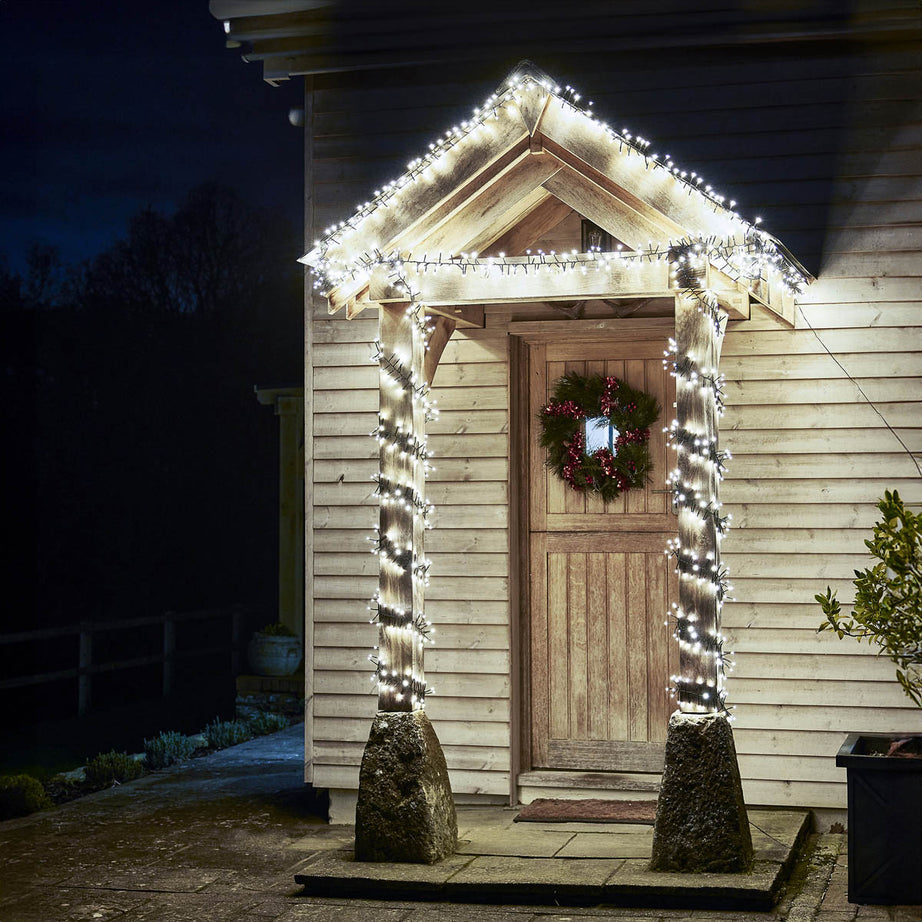 Christmas String Lights LED Indoor Outdoor Ice White Cluster Fairy Timer 25m - Image 1
