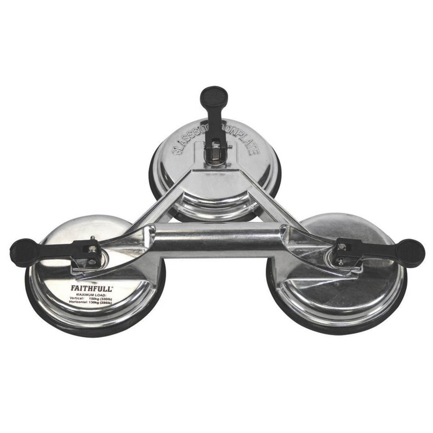 Faithfull Suction Lifter Heavy Duty Aluminium Triple Cup Glass Metal Tiles - Image 2