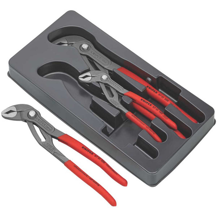 Water Pump Pliers Plumbers Non-Slip Handle Durable Push Button 3 Piece Set - Image 1