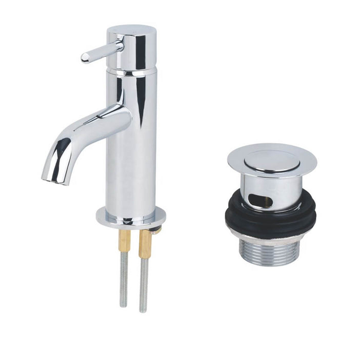 Bathroom Basin Mini Tap Mono Mixer Chrome Single Lever Clicker Waste Modern - Image 2