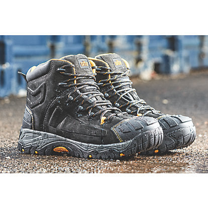 Site Safety Boots Mens Standard Fit Black Leather Waterproof Steel Toe Size 10 - Image 1
