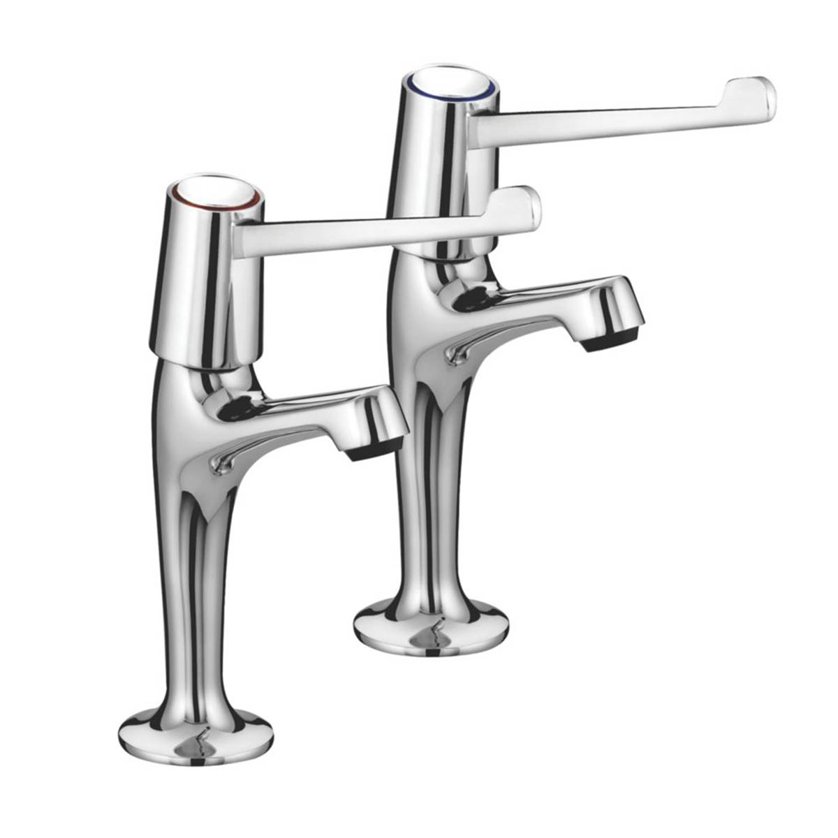 Bristan Kitchen Pillar Taps Single Lever Chrome 1/4 Turn Modern Hot Cold Pair - Image 1