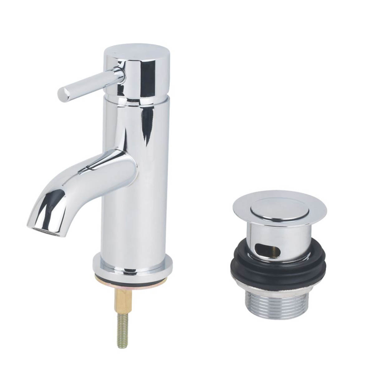 Basin Mono Mixer Tap Clicker Waste Chrome Bathroom Single Lever Modern - Image 1