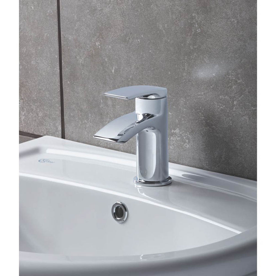 Bathroom Basin Tap Mono Mixer Chrome Single Lever Clicker Waste Modern Faucet - Image 3