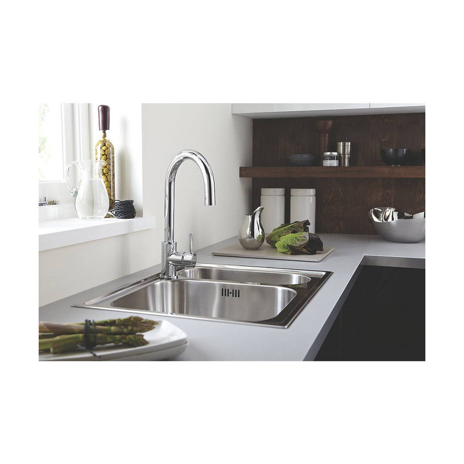Bristan Kitchen Tap Mono Mixer Single Lever Chrome Swivel Spout Modern Faucet - Image 2