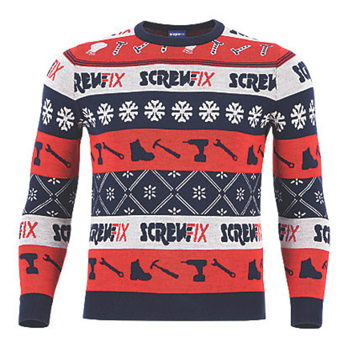 Site Screwfix Mens Christmas Jumper Multi Colour Festive Acrylic XL 48" Chest - Image 1