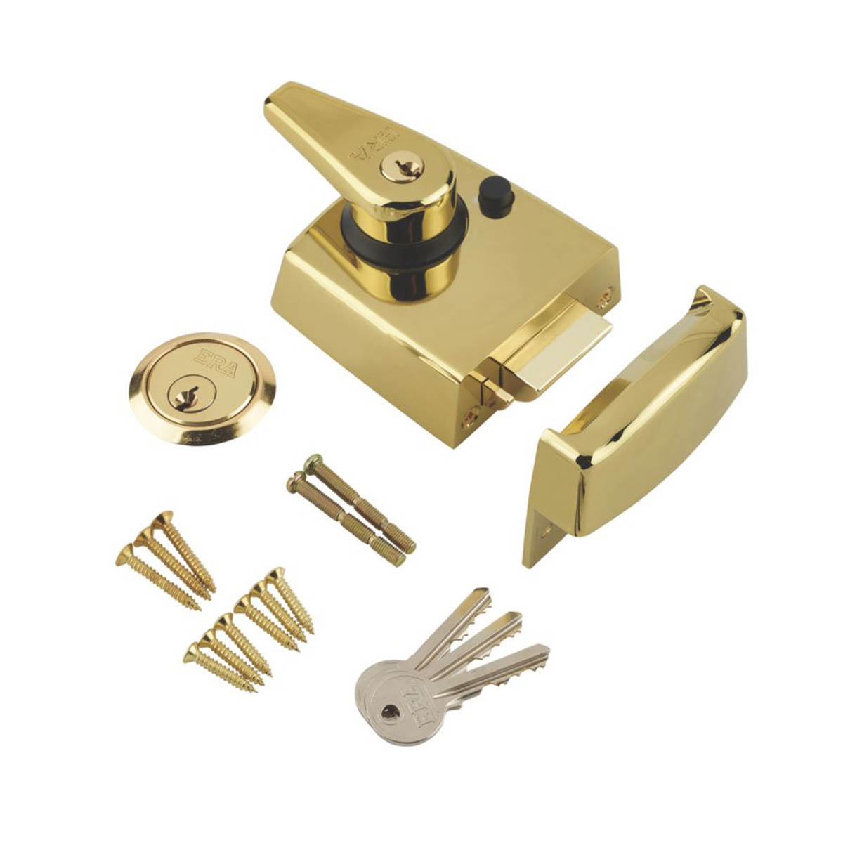 ERA Night Latch Double Locking Polished Brass Finish 60mm Backset 3 Keys - Image 1