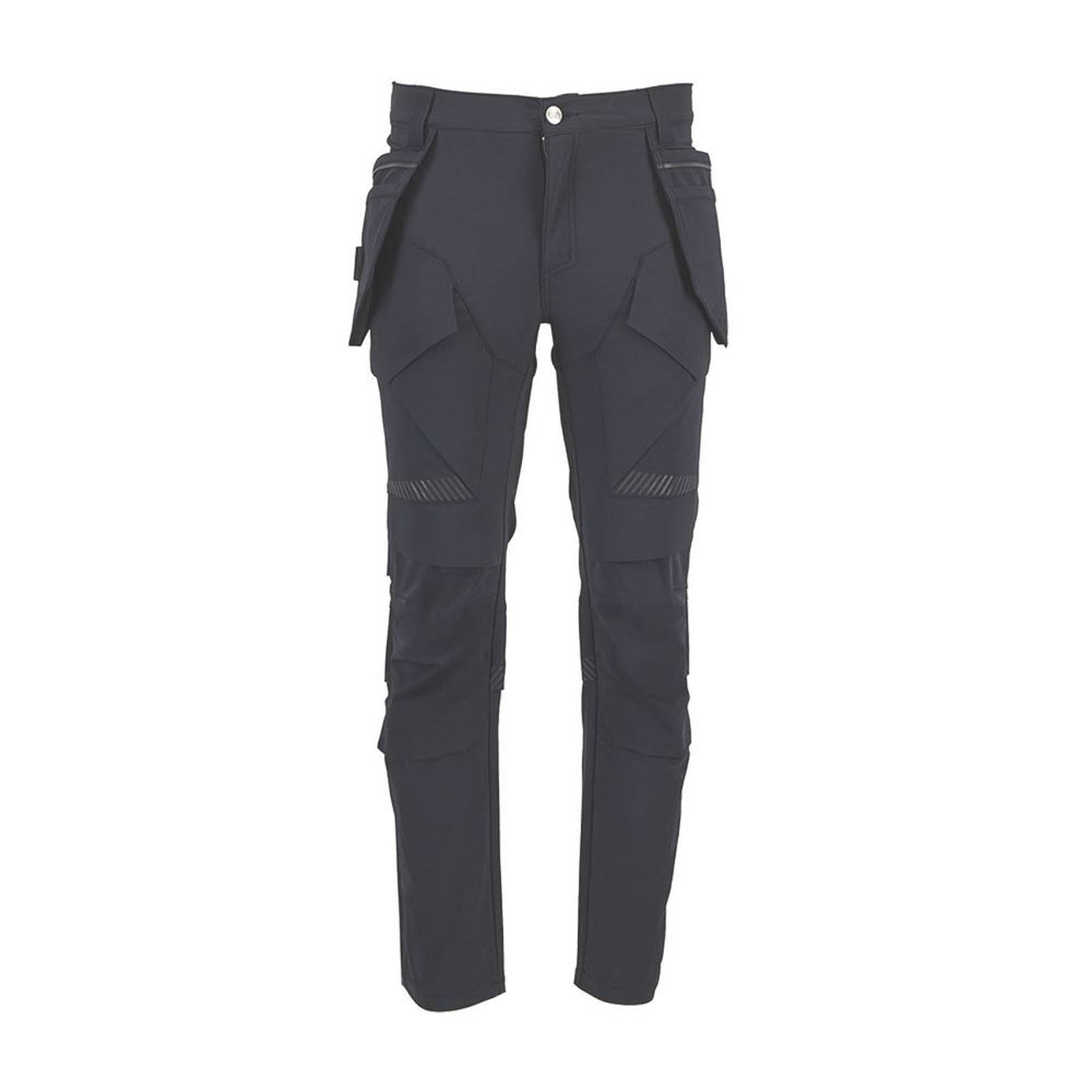 Site Work Trousers Mens Slim Fit Black Breathable Stretch Multi Pockets 28W 32L - Image 1