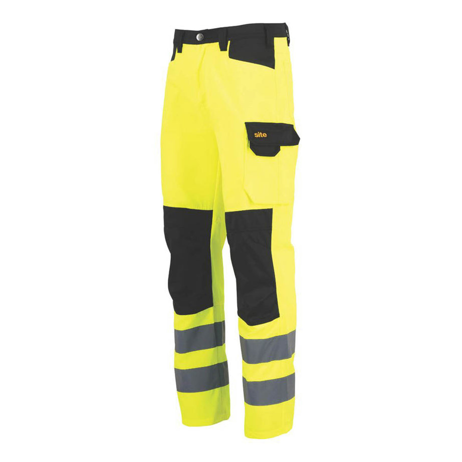 Site Ovett Hi-Vis Trousers Yellow/Black 32" W 32" L - Image 1