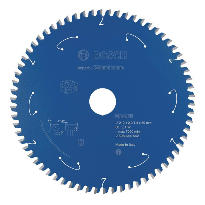 Bosch Circular Saw Blade Expert Extra Fine Cut 66T Aluminium Plastic 210x30mm - Image 2