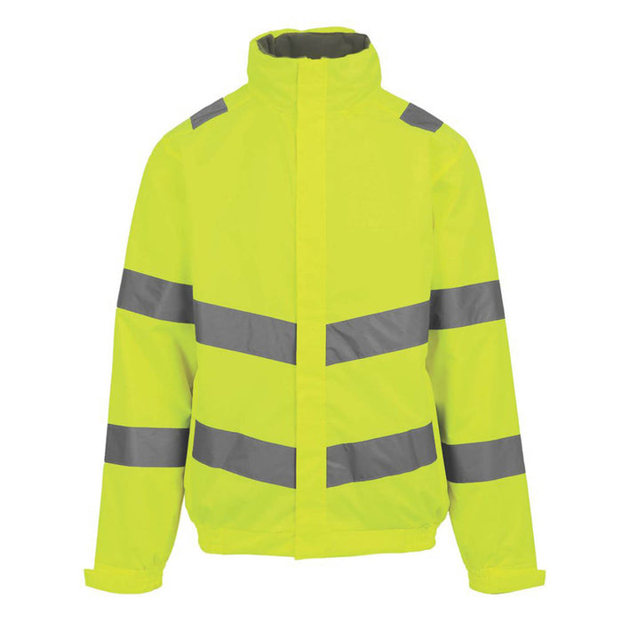 Hi-Vis Jacket Yellow Reflective Safety Mens Waterproof Zip Small 37.5" Chest - Image 1