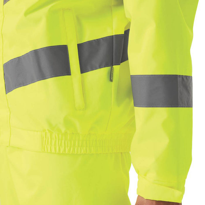 Hi-Vis Jacket Yellow Reflective Safety Mens Waterproof Zip Small 37.5" Chest - Image 6