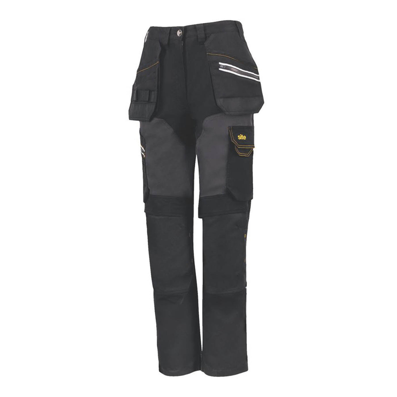 Site Work Trousers Womens Regular Fit Black Grey Multi Pockets Size 8 28L - Image 1
