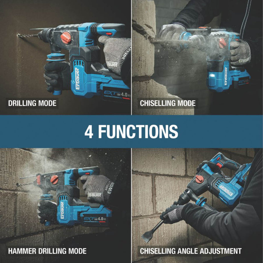 Erbauer SDS Plus Drill 18V Li-Ion ERI1078SDS Brushless Variable Speed Body Only - Image 6