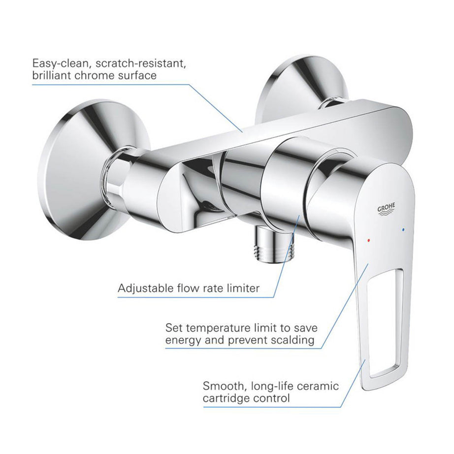 Grohe Shower Mixer Valve Exposed Chrome Single Lever Brass Modern Bathroom - Image 3