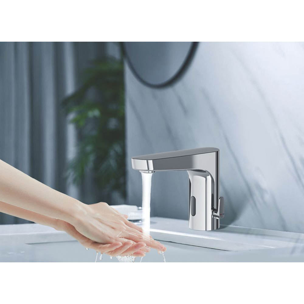 Swirl Bathroom Basin Tap Mono Mixer Chrome Sensor Touch Free Infrared Faucet - Image 3