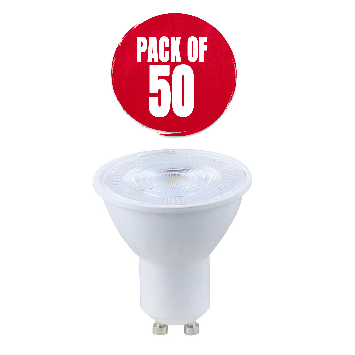 LAP GU10 LED Light Bulb Spotlight Plastic White Cool White 4000K 3.6W 50 Pack - Image 1